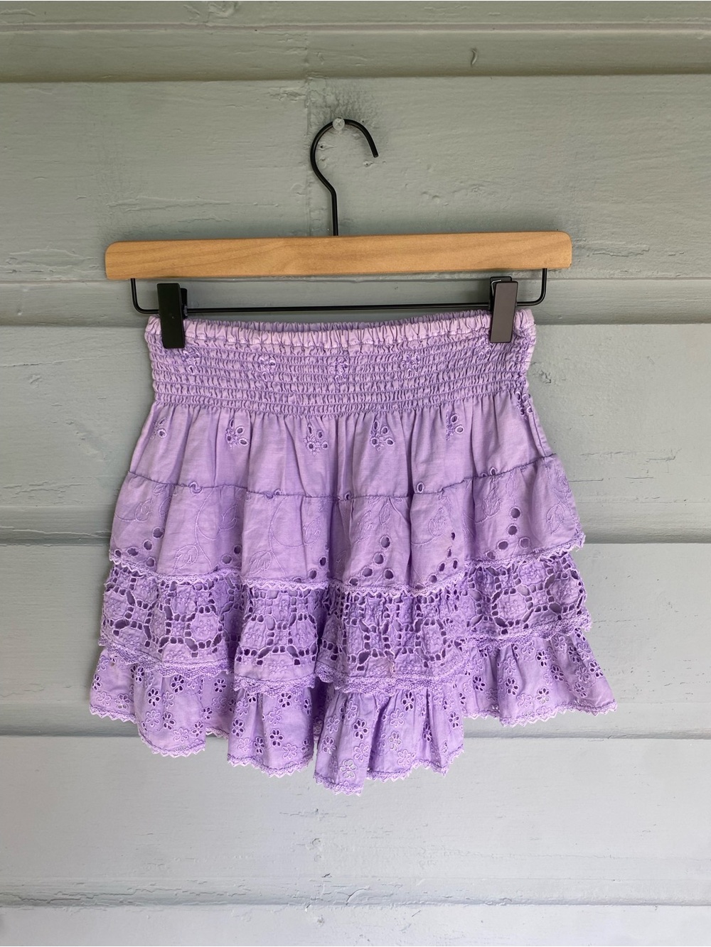 Temptation Positano Lavender Eyelet Tiered Skirt XS